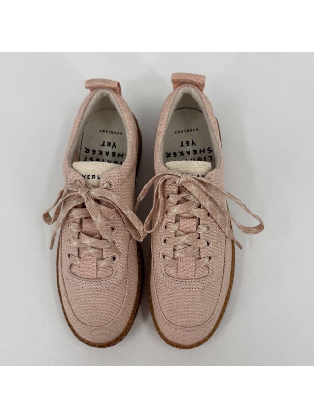 Everlane Tread Bare Sneaker size 7 Women's in Pink Canvas Classic Lace-up Shoes - Picture 3 of 9